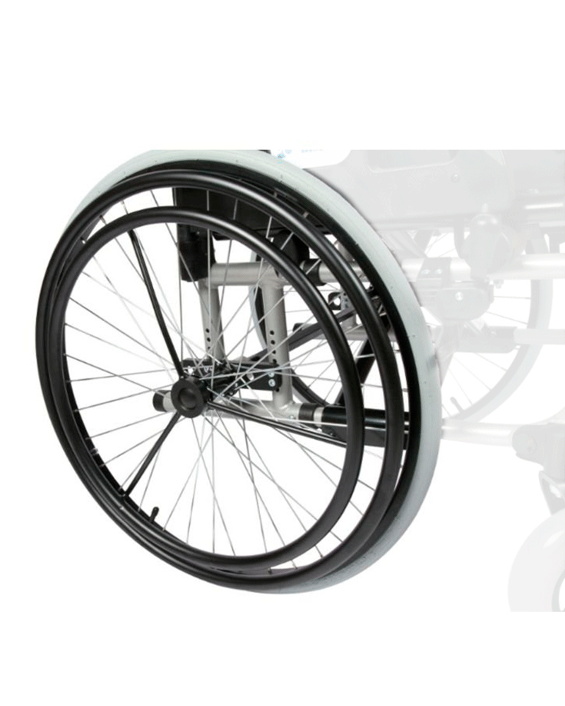Satz für Einhandantrieb mit 2 x 24" Räder mit Decke/Flexel, Steckachse für ø16/ø18 mm, kurze Buchsen