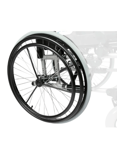 Satz für Einhandantrieb mit 2 x 24" Räder mit Decke/Flexel, Steckachse für ø16/ø18 mm, kurze Buchsen