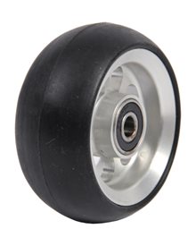 3" Aluminiumrad, silber, 80 x 34 mm, mit schwarzer Laufbahn, Nabenbreite 25 mm
