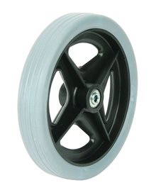 7" Vollgummirad, 185 x 30 mm, flache Lauffläche für Rollator inkl. Bolzen und Mutter