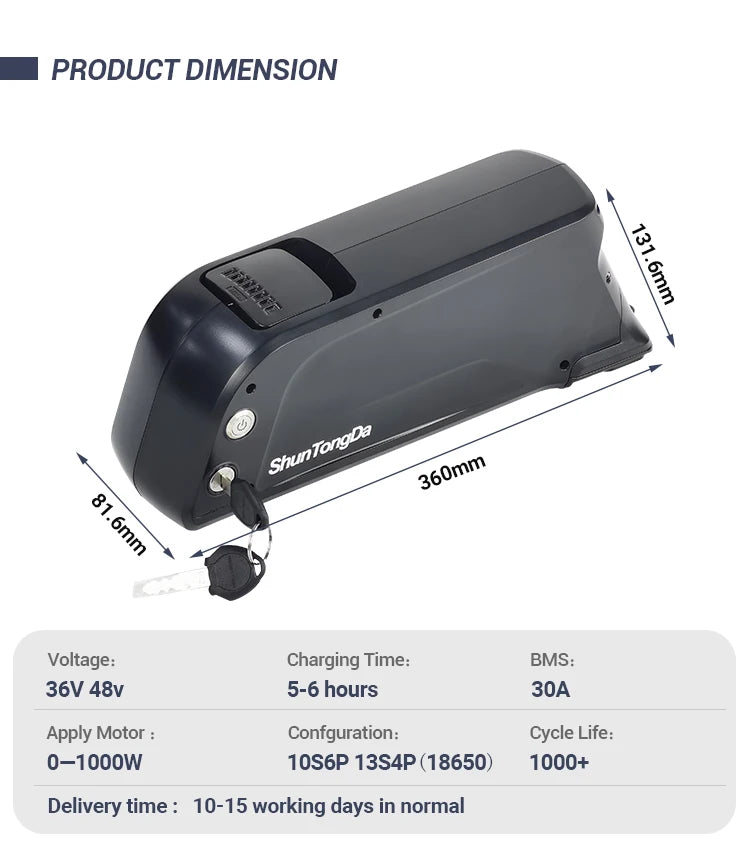 Dolphin Ebike Batterie 48v 14Ah