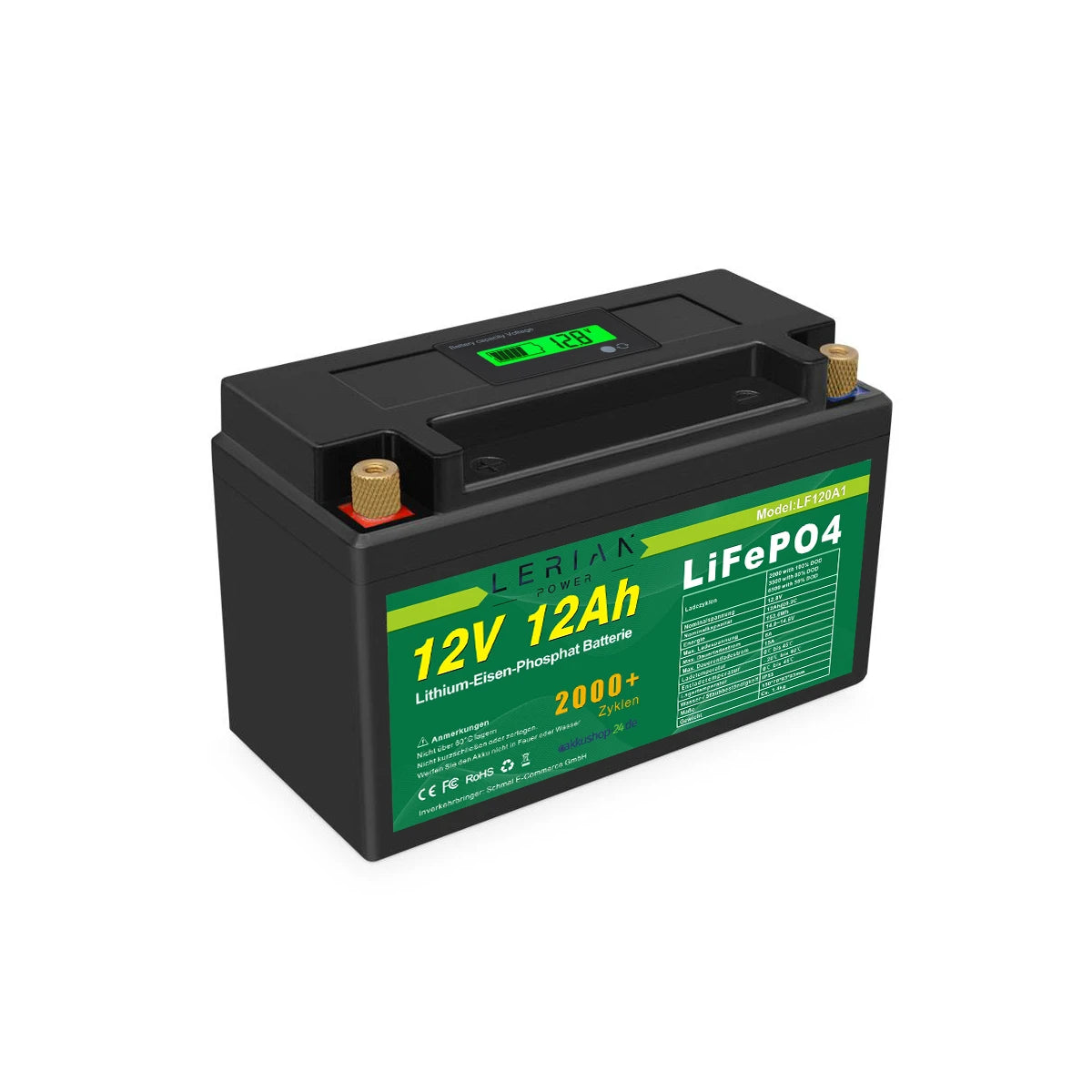 LiFePO4 Akku 12V 12Ah 15A Lithium Eisen Phosphat Batterie für Camping Boot Solar Caravan Wohnwagen
