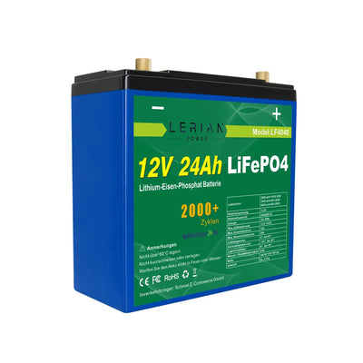 LiFePO4 Akku 12V 24Ah 20A Lithium Eisen Phosphat Batterie für Camping Boot Solar Caravan Wohnwagen