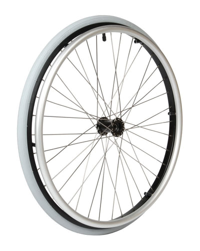24" Rad mit schwarzer ø12 mm Nabe, inkl. 1" Decke und Alu Greifring