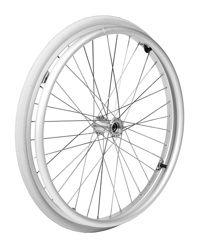 20" Rad, silber mit ø12 mm Nabe für Etac, inkl. 1 3/8" PU und Alu Greifring