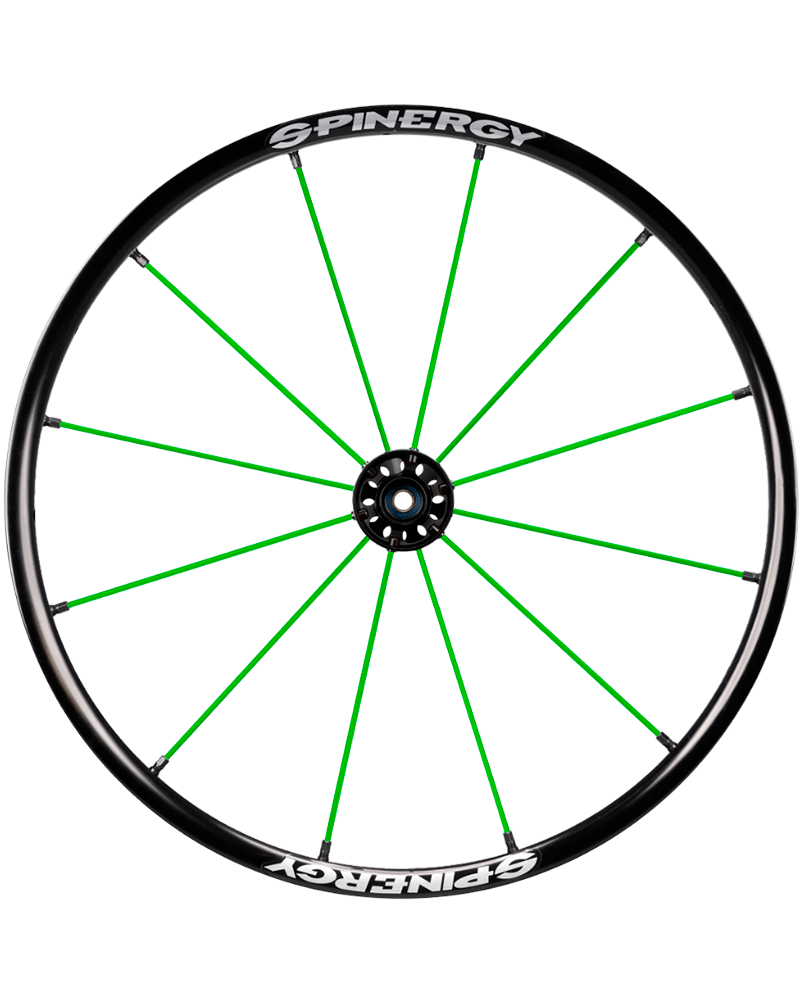24" Spinergy Lite Extreme LX schwarze Nabe 12 grüne Speichen