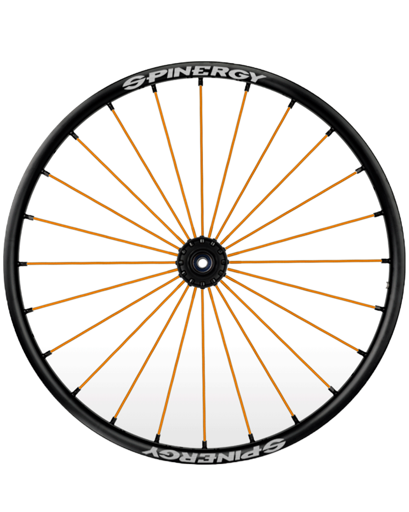 24" Spinergy Sport Lite Extreme SLX, schwarze Nabe, 24 orange Speichen