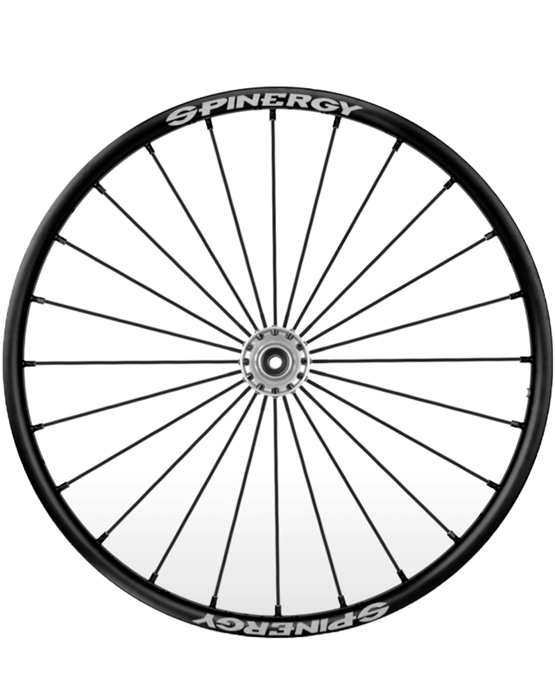 28" Spinergy Sport Lite Extreme SLX, silberne Nabe, 24 schwarze Speichen